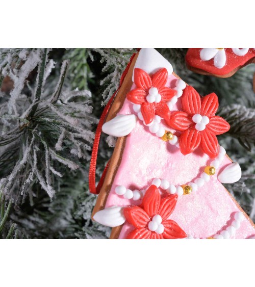 Decorazioni Natalizie Da Appendere Pan Di Zenzero Rosa - 12 Pezzi - 