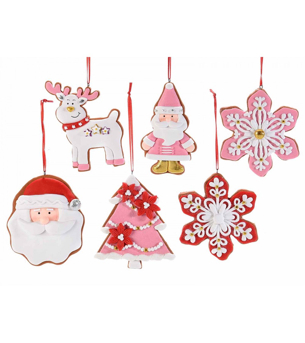 Pink Gingerbread Hanging Christmas Decorations - 12 Pieces -  - 