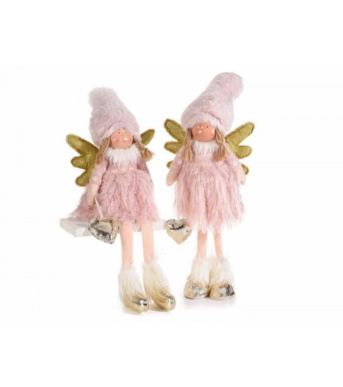 Coppia di Angeli in Eco Fur con Pendente Cuore Dorato - 