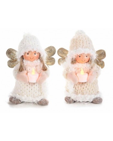 Snow Angels en tissu doux avec bougie chauffe-plat à piles - 2 pièces - 