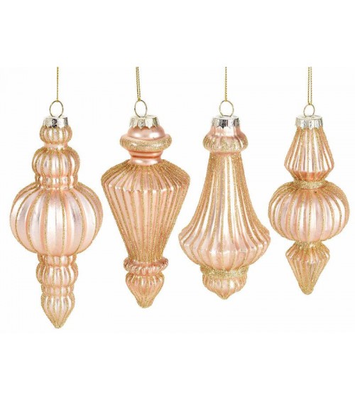 Set 4 Pezzi Decori in Vetro Lavorato e Colorato da Appendere - 