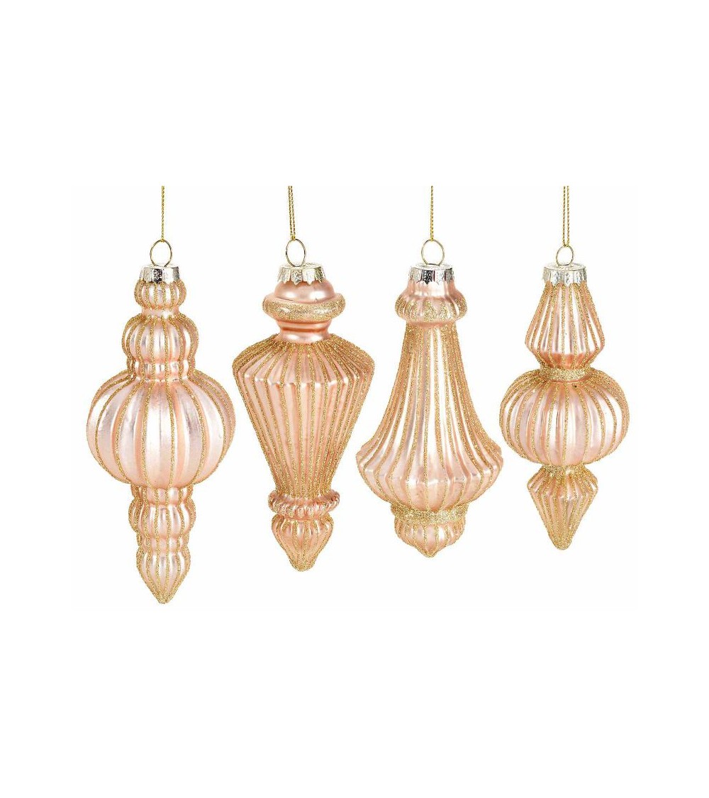 Set 4 Pieces Decorations in Colored and Machined Glass to Hang -  - 