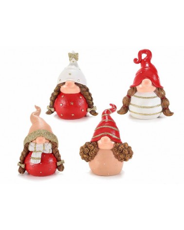 Gnomette in Resin mit goldenen und glitzernden Dekorationen zum Ausruhen - 4 Stück - 