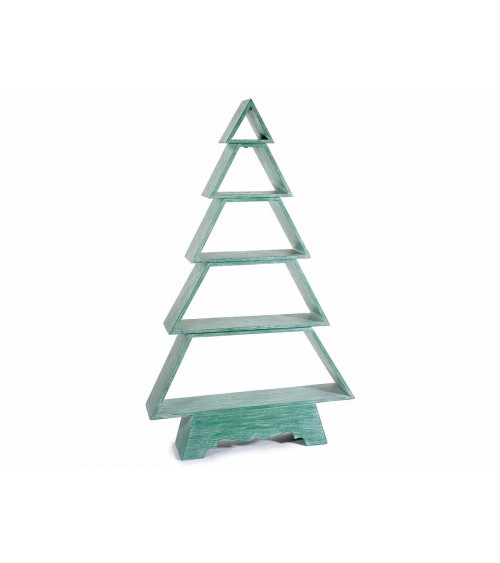 Christmas Tree in Brushed Green Wood with 5 Shelves -  - 