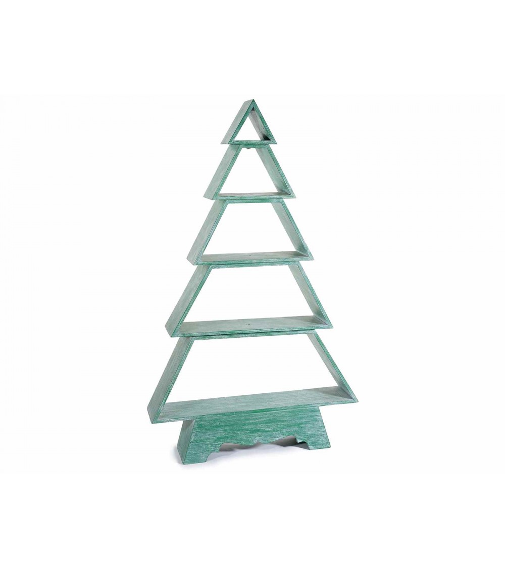 Weihnachtsbaum aus gebürstetem grünem Holz mit 5 Regalen - 