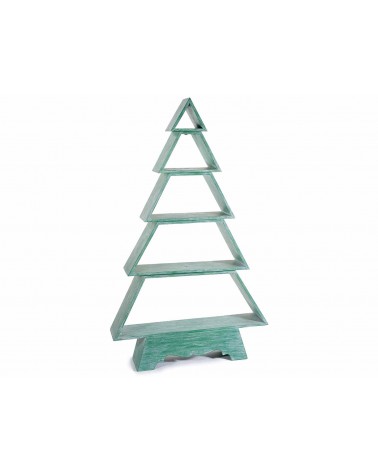Sapin de Noël en Bois Vert Brossé avec 5 Étagères - 