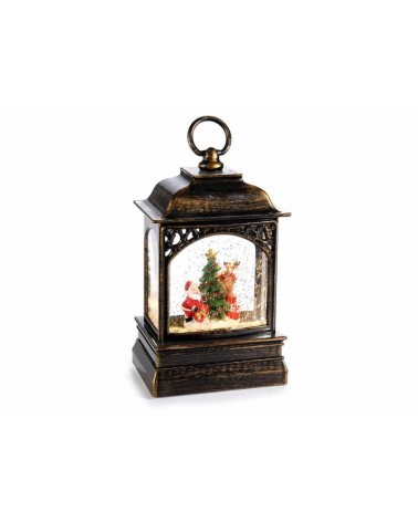 Lanterne décorative rectangulaire avec lumières LED scintillantes en mouvement à piles dans une boîte-cadeau - 