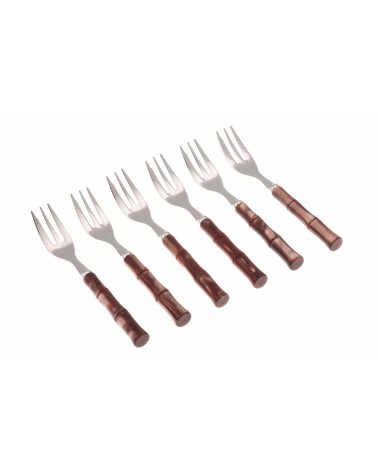 Bamboo Colored Cutlery Set 6pcs Dessert Forks - Rivadossi Sandro -