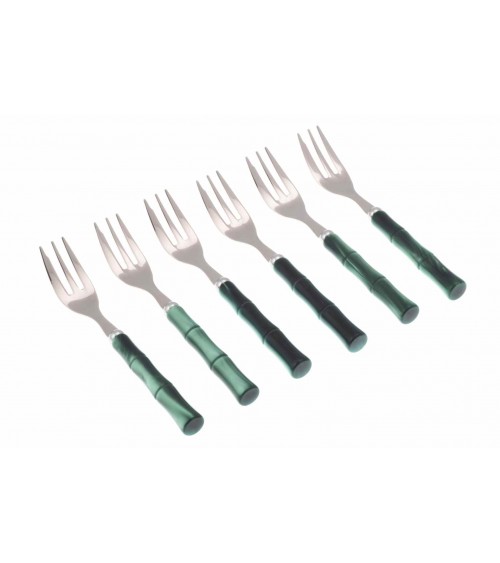 Bamboo Colored Cutlery Set 6pcs Dessert Forks - Rivadossi Sandro -