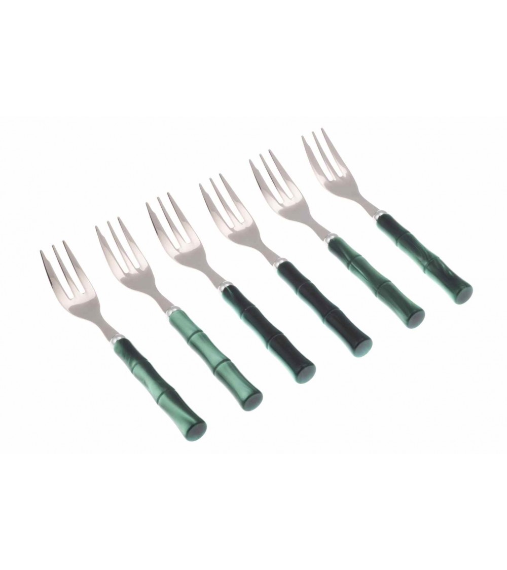 Bamboo Colored Cutlery Set 6pcs Dessert Forks - Rivadossi Sandro -