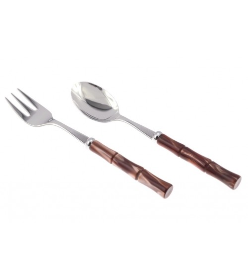 Set de 2 fourchettes et cuillères de service en bambou - Rivadossi Sandro - marron