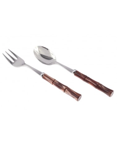 Set de 2 fourchettes et cuillères de service en bambou - Rivadossi Sandro - marron
