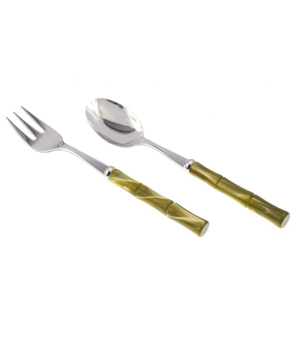 2er-Set Serviergabel und Löffel aus Bambus – Rivadossi Sandro – olivgrün