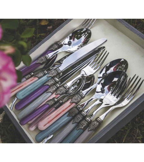 Set 4-tlg. Vintage Table Place - Rivadossi Sandro Farbiges Besteck - 