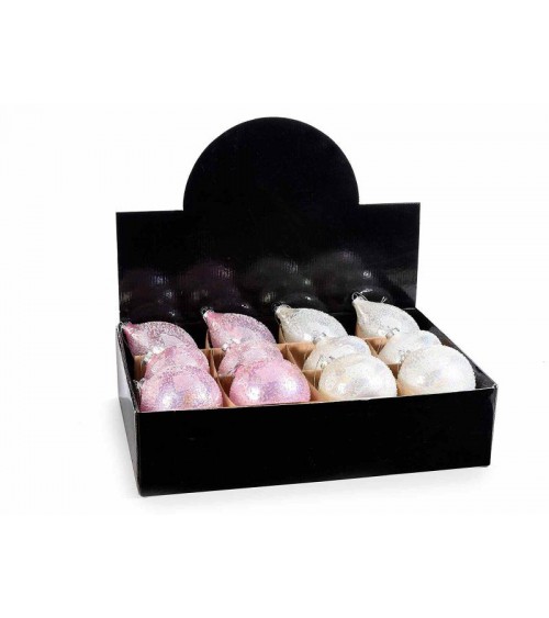 Boules de Verre Frozen et Nacré - Set 12 Pièces - 