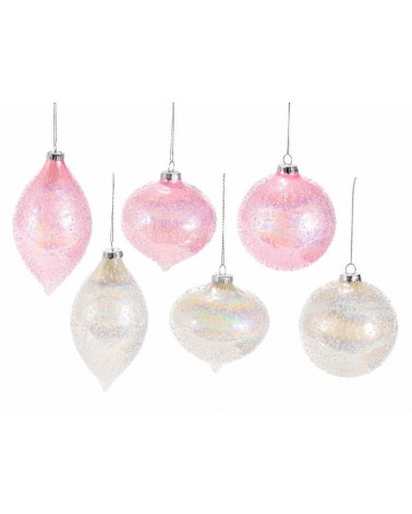 Frozen and Pearly Effect Glass Balls - Set 12 Pieces -  - 