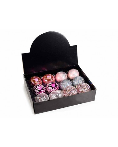 Set 12 Pz Palline di Natale in Vetro Colorate con Decori Glitter e Paillettes - 