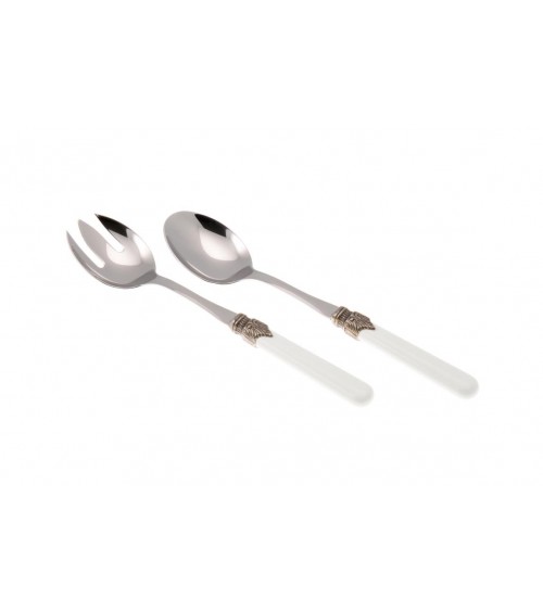 Set 2 Pezzi Posate Insalata - Classic - Shabby Chic - Rivadossi Sandro - Bianco cotone