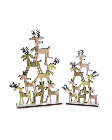 Set of 2 Reindeer Trees in Colored Wood -  - 
