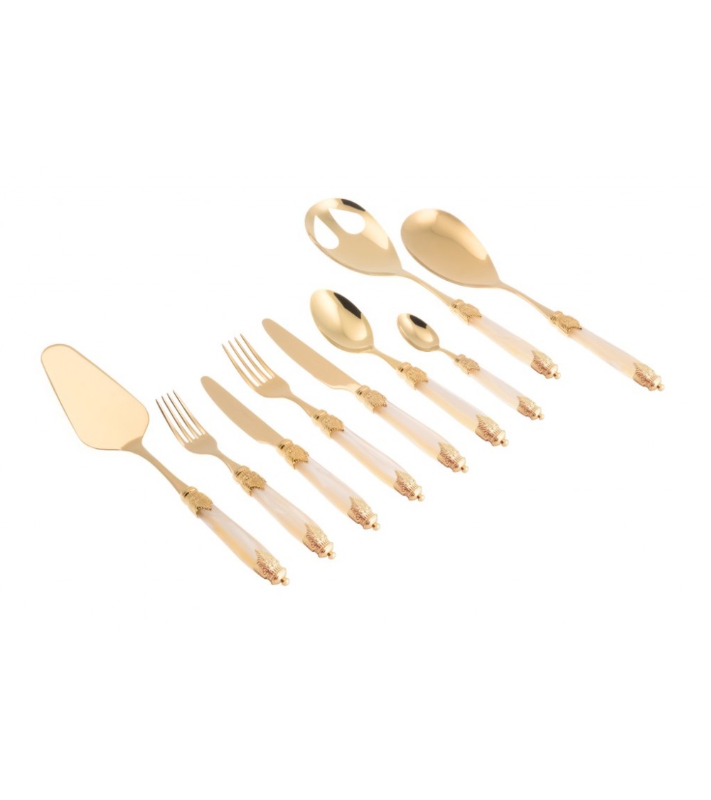 Posate Dorate Pvd - Arianna Oro 75 pz Manico Madreperlato  - Rivadossi Sandro - 