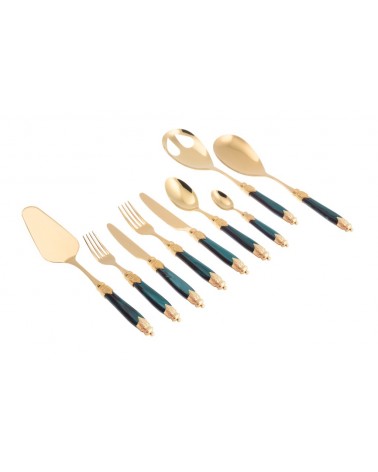 PVD Golden Cutlery - Arianna Oro 75 PCS Mère - Of-Perpelated Handle - Rivadossi Sandro -