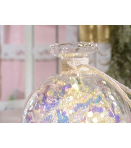Palline in Vetro Natalizie con Festone Arcobaleno e Luci Led da Appendere - 3 Pezzi - 