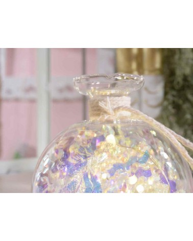Palline in Vetro Natalizie con Festone Arcobaleno e Luci Led da Appendere - 3 Pezzi - 