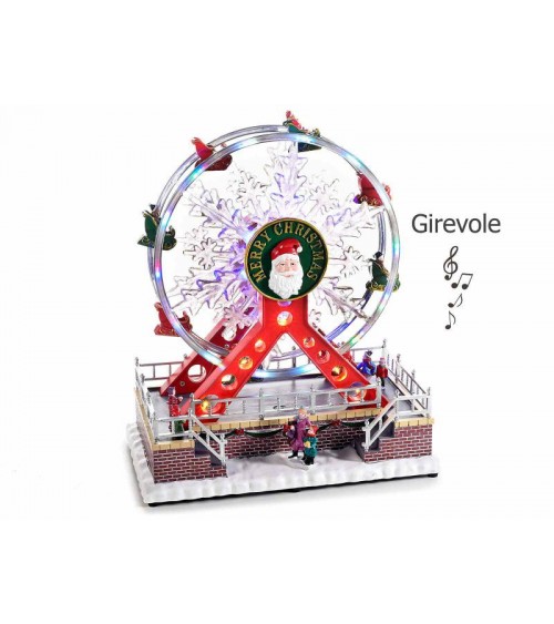 Roue en résine avec néons multicolores, musique et mouvement - 