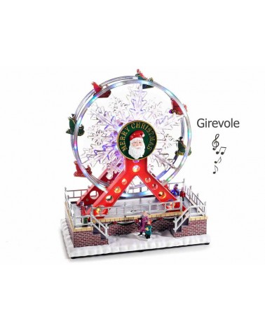 Roue en résine avec néons multicolores, musique et mouvement - 