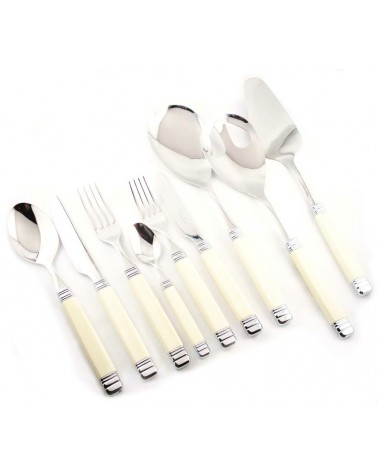 Modernes Besteck - Rivadossi - Rossini Set 75-tlg. - Elfenbeinfarbener Griff - 