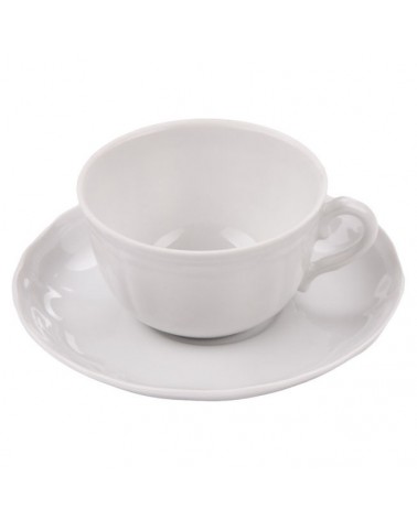 6 Tazze da Tè con Piattino Alba in Porcellana Bianca - 