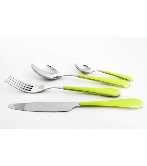 Modern Cutlery in 18/10 Stainless Steel with Colored Handle - Spring - Set of 24 Pieces -