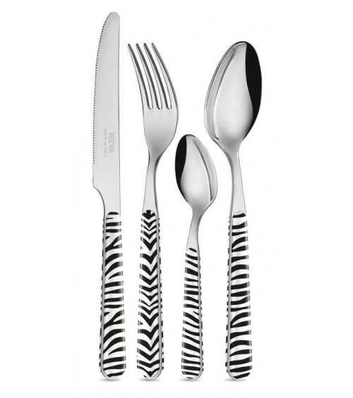 Set 24tlg. modernes italienisches Besteck - Animalier Zebra - 