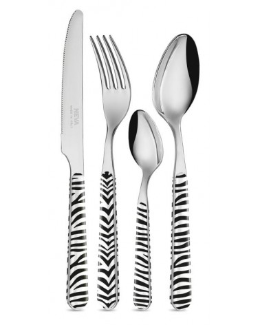 Set 24tlg. modernes italienisches Besteck - Animalier Zebra - 
