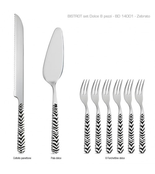 Set 8 Pz Posate Moderne da Dolce Animalier Zebrato - 