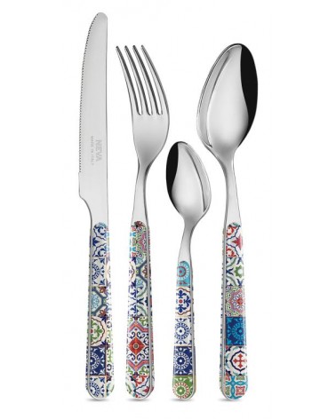 Set de 24 Couverts Modernes - Décoration Majolique Méditerranéen - 