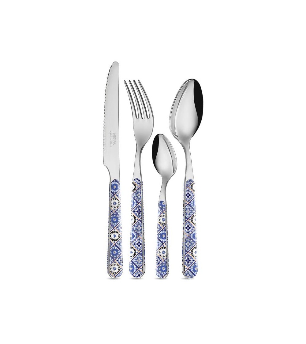 Set de 24 Couverts Modernes - Décoration Majolique Arabesque - 