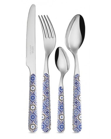 Set de 24 Couverts Modernes - Décoration Majolique Arabesque - 