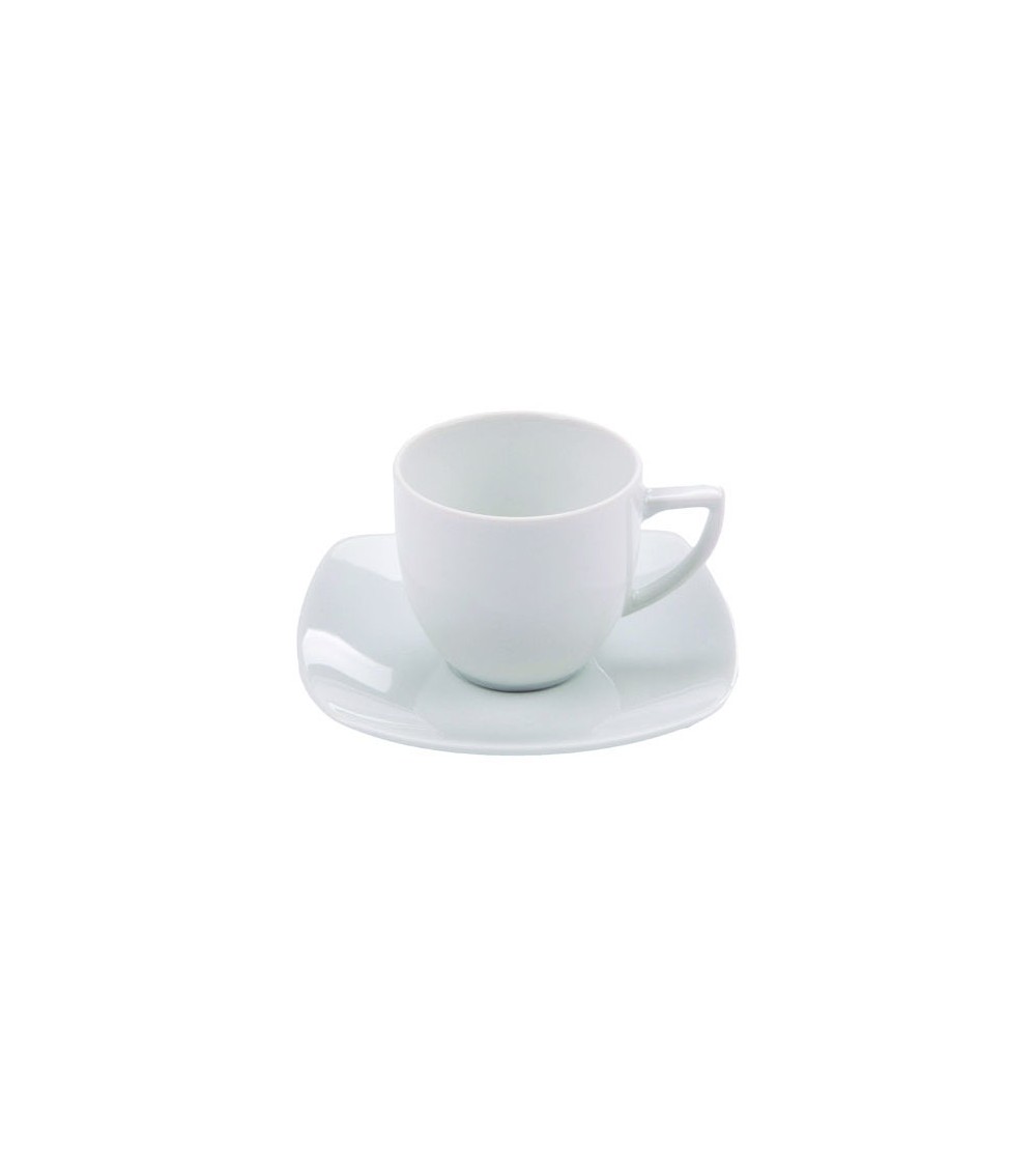 Carrè Tazza da Thè con Piattino in Porcellana Bianca - 6 Pezzi - 