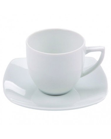 Carrè Tea Cup with Saucer in White Porcelain - 6 Pieces -  - 
