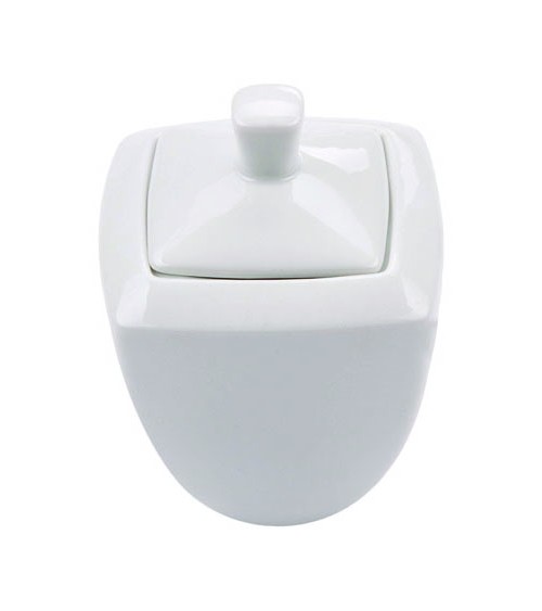 Sucrier Carré en Porcelaine Blanche - 