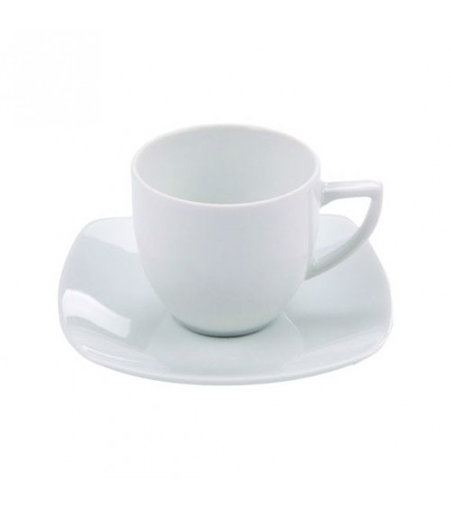 Carrè Coffee Cup with Saucer in White Porcelain - 6 Pieces -  - 