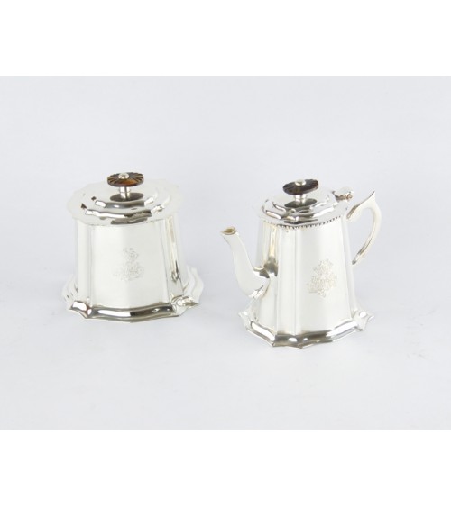 Sheffield Silver Coffee Maker mit Zuckerdose - Royal Family - 