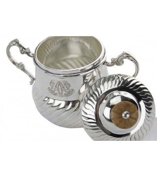 Sucrier Sheffield Gravé en Argent - Royal Family - 