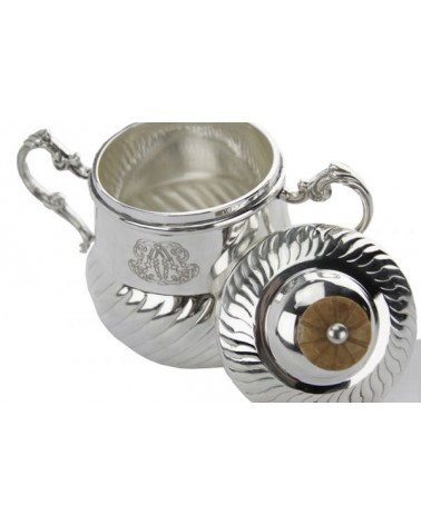 Sucrier Sheffield Gravé en Argent - Royal Family - 