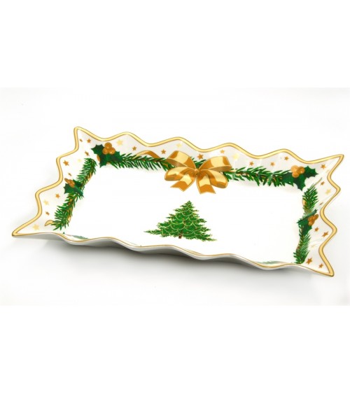 Tafelaufsatz mit Wellenschliff aus Keramik "Gold Christmas"- Royal Family - 
