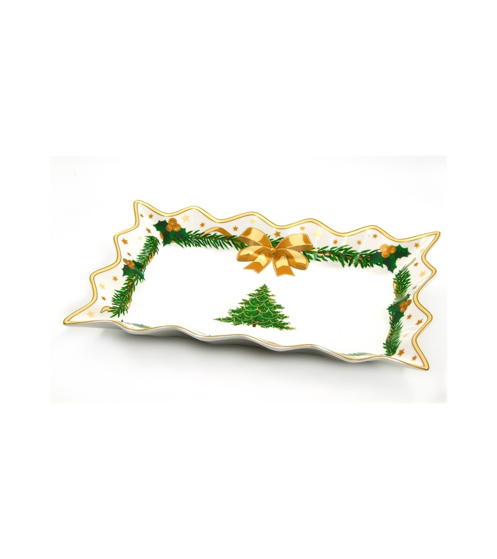 Tafelaufsatz mit Wellenschliff aus Keramik "Gold Christmas"- Royal Family - 