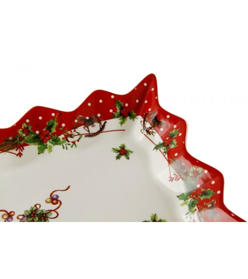 Centre de table en céramique avec bord festonné "Jingle Bells" - Royal Family - 