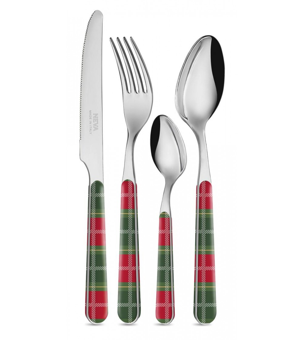 Tartan-Weihnachtsbesteckset 24-teilig Grün / Rot - Neva Posateria Creativa -