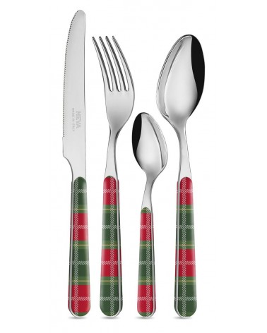 Tartan-Weihnachtsbesteckset 24-teilig Grün / Rot - Neva Posateria Creativa -